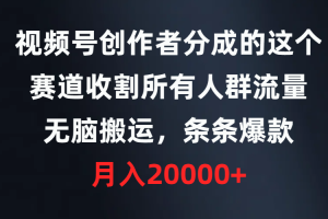 （9406期）视频号创作者分成的这个赛道，收割所有人群流量，无脑搬运，条条爆款，…