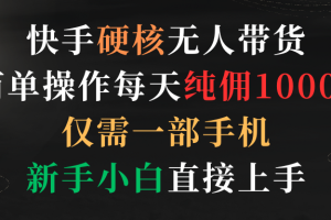 （9435期）快手硬核无人带货，简单操作每天纯佣1000+,仅需一部手机，新手小白直接上手