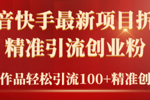 （9447期）2024年抖音快手最新项目拆解视频引流创业粉，一天轻松引流精准创业粉100+