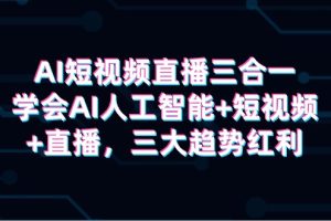 （9669期）AI短视频直播三合一，学会AI人工智能+短视频+直播，三大趋势红利