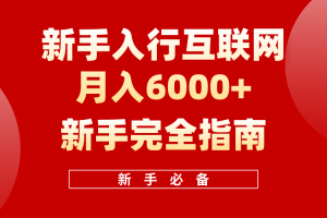 （10058期）互联网新手月入6000+完全指南 十年创业老兵用心之作，帮助小白快速入门