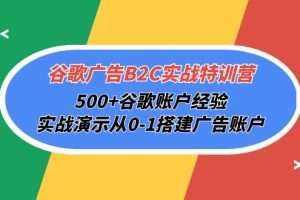 （10096期）谷歌广告B2C实战特训营，500+谷歌账户经验，实战演示从0-1搭建广告账户