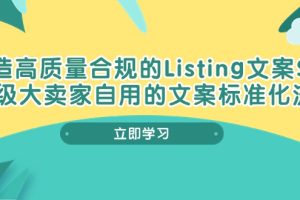 （10585期）打造高质量合规Listing文案SOP，亿级大卖家自用的文案标准化流程