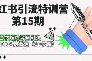 （10537期）小红书引流特训营-第15期，小红书矩阵号月引流80000+到微信（10节课）