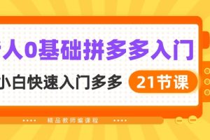 （10299期）新人0基础拼多多入门，纯小白快速入门多多（21节课）