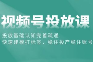 （10205期）视频号投放课：投放基础认知完善疏通，快速建模打标签，稳住投产稳住账号