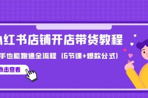 （9883期）最新小红书店铺开店带货教程，新手也能跑通全流程（6节课+爆款公式）