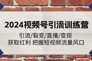 （11337期）2024视频号引流训练营：引流/裂变/直播/变现 获取红利 把握短视频流量风口