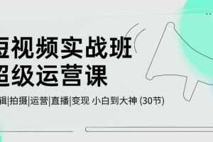 （10836期）短视频实战班-超级运营课，|剪辑|拍摄|运营|直播|变现 小白到大神 (30节)