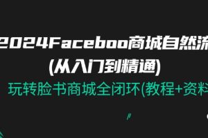 （11368期）2024Faceboo 商城自然流(从入门到精通)，玩转脸书商城全闭环(教程+资料)