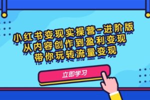 （12234期）小红书变现实操营-进阶版：从内容创作到盈利变现，带你玩转流量变现