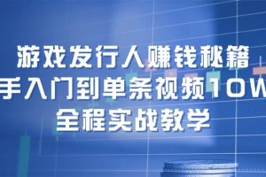 （12336期）游戏发行人赚钱秘籍：新手入门到单条视频10W+，全程实战教学