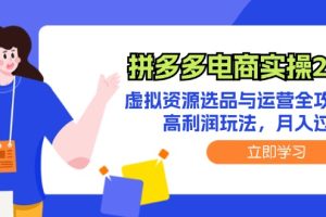 （12360期）拼多多电商实操2.0：虚拟资源选品与运营全攻略，高利润玩法，月入过万