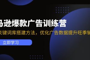 （11858期）亚马逊爆款广告训练营：掌握关键词库搭建方法，优化广告数据提升旺季销量