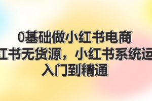 （11960期）0基础做小红书电商，小红书无货源，小红书系统运营，入门到精通 (70节)