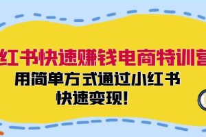 （12133期）小红书快速赚钱电商特训营：用简单方式通过小红书快速变现！