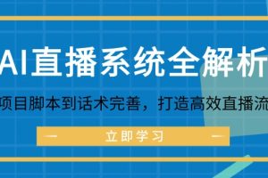 （12509期）AI直播系统全解析：从项目脚本到话术完善，打造高效直播流程