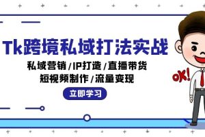 （12598期）Tk跨境私域打法实战：私域营销/IP打造/直播带货/短视频制作/流量变现