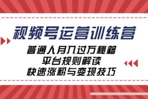 （12722期）视频号运营训练营：普通人月入过万秘籍，平台规则解读，快速涨粉与变现…